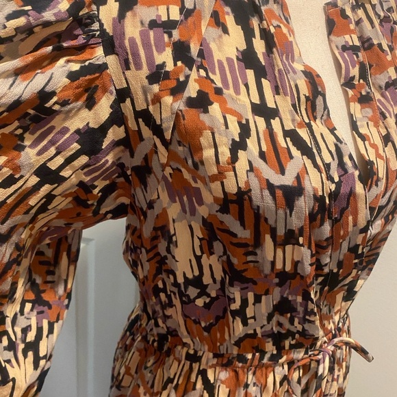 Women’s Maxi Long Sleeve Brown Black Cream Purple Dress New medium - Picture 2 of 16